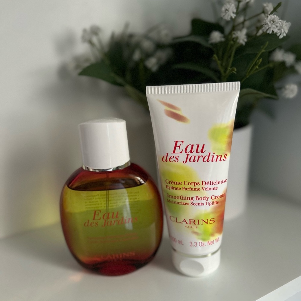 Clarins Eau des Jardins treatment spray and cream